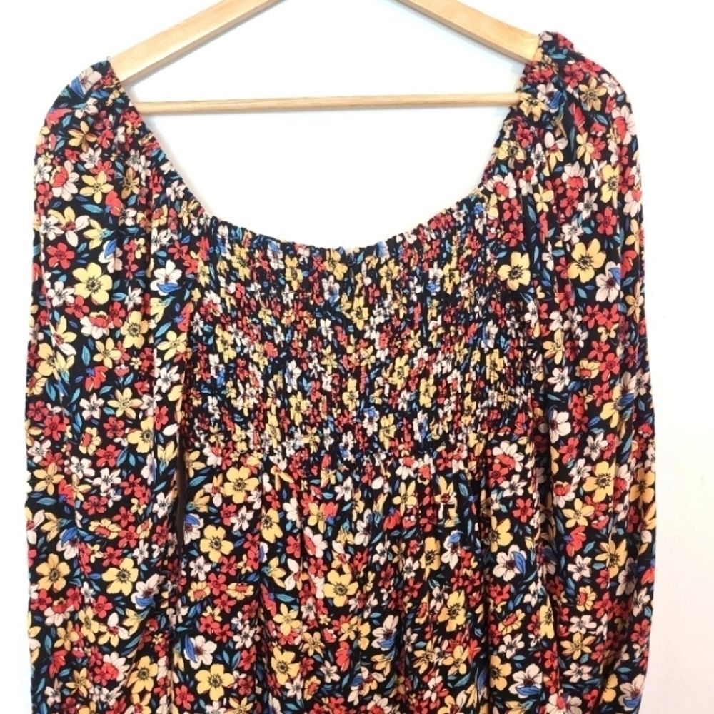 NWT Lost + Wonder Floral Paradise Valley Puff Sleeves Smocked Midi Dress SZ XL - Picture 6 of 7